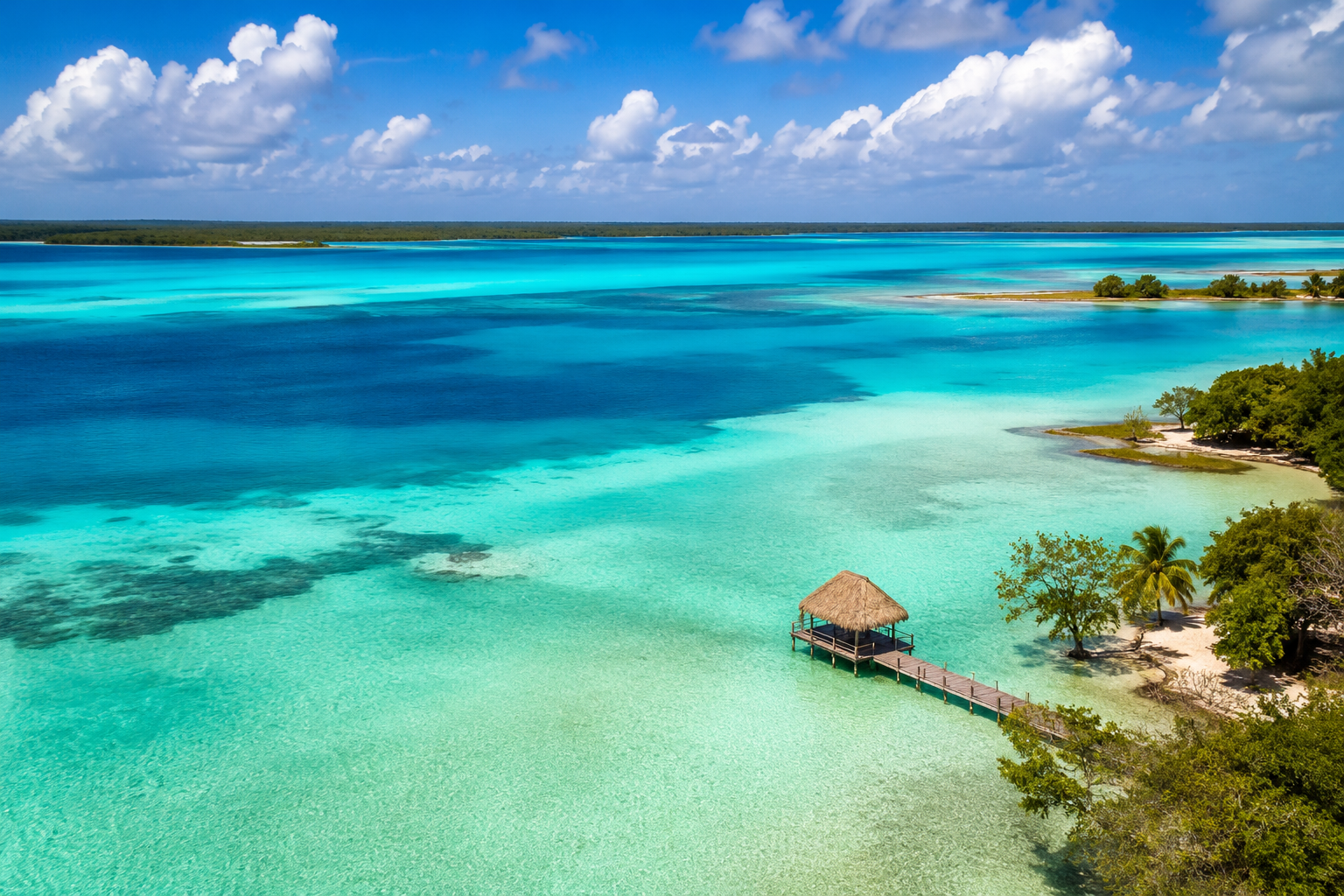 Aerial view of Bacalar, Mexican Caribbean
