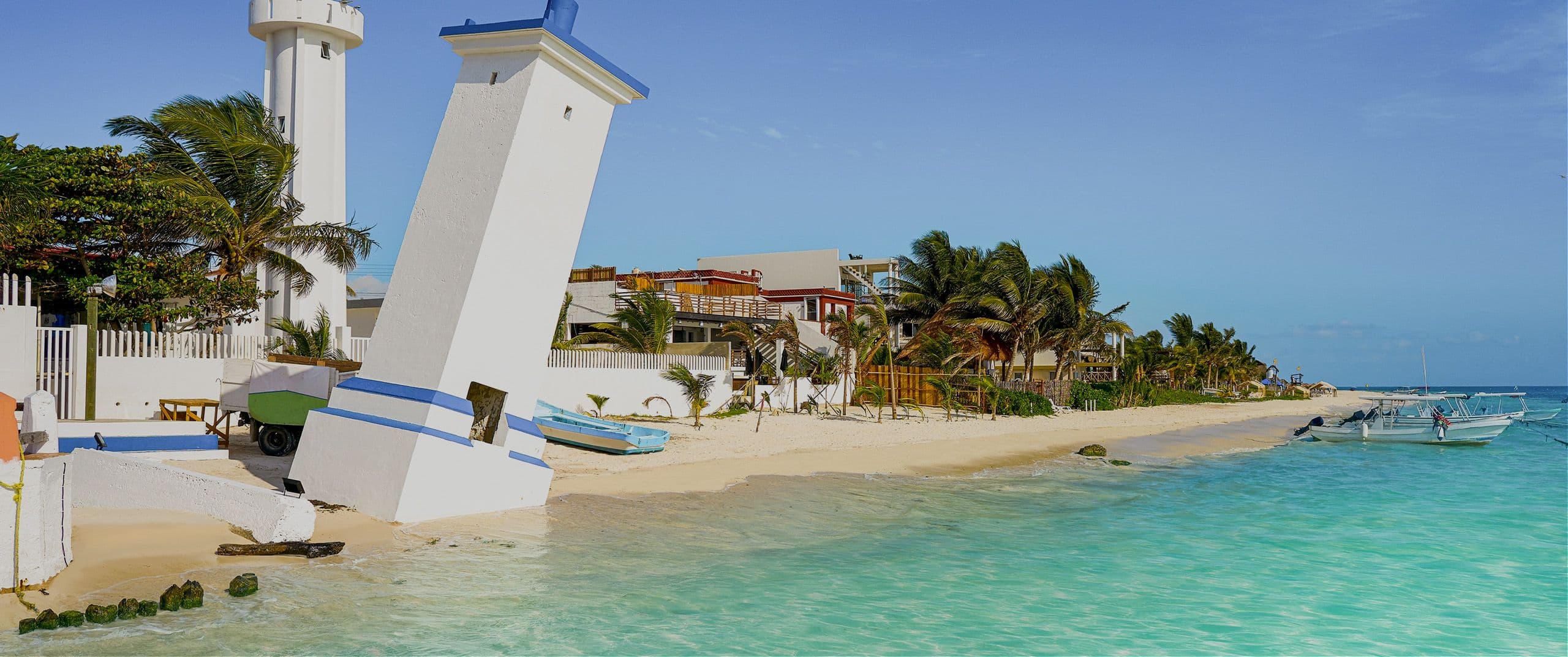 Aerial view of Puerto Morelos, Mexican Caribbean
